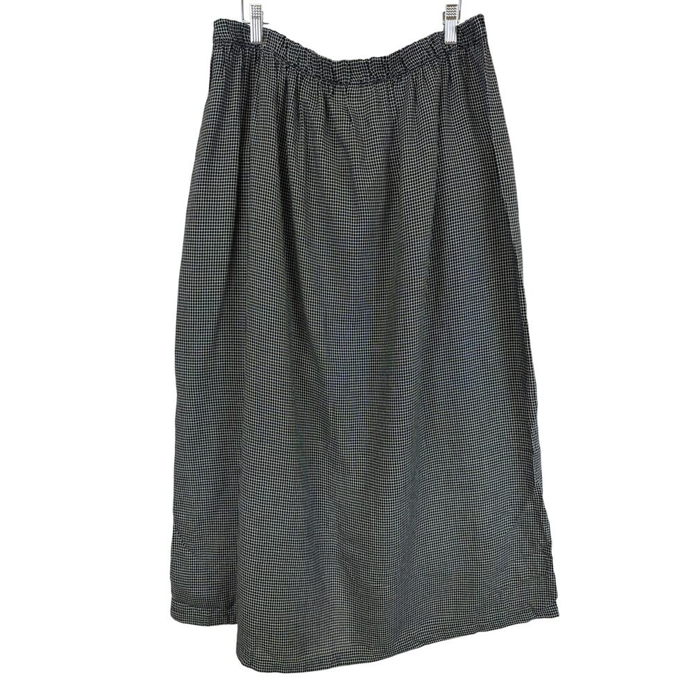 Vintage 90s Norm Thompson Checkered Tencel Maxi Skirt Size XL USA MADE